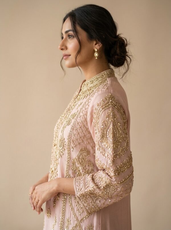 Gulaab Raw Silk Kurti Set - Detail