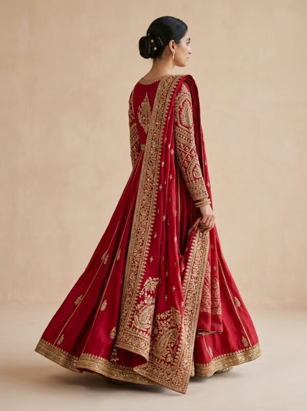 Noor-e-Zeenat Crimson Gown - Detail